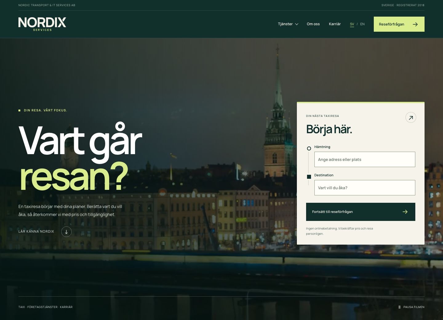 Datorvy av webbplatsen för Nordix Services, designad och utvecklad av Codexier